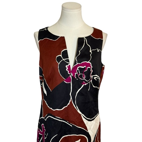 TRINA TURK Silk Patterned Dress Brown Black‎ Mini Size 8 Vermillion Elsa Work - Picture 6 of 9